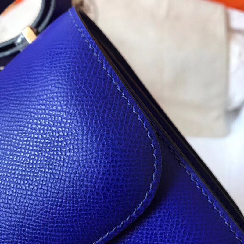 Hermes Constance 24cm Shoulder Bag In Blue Electric Epsom Leather